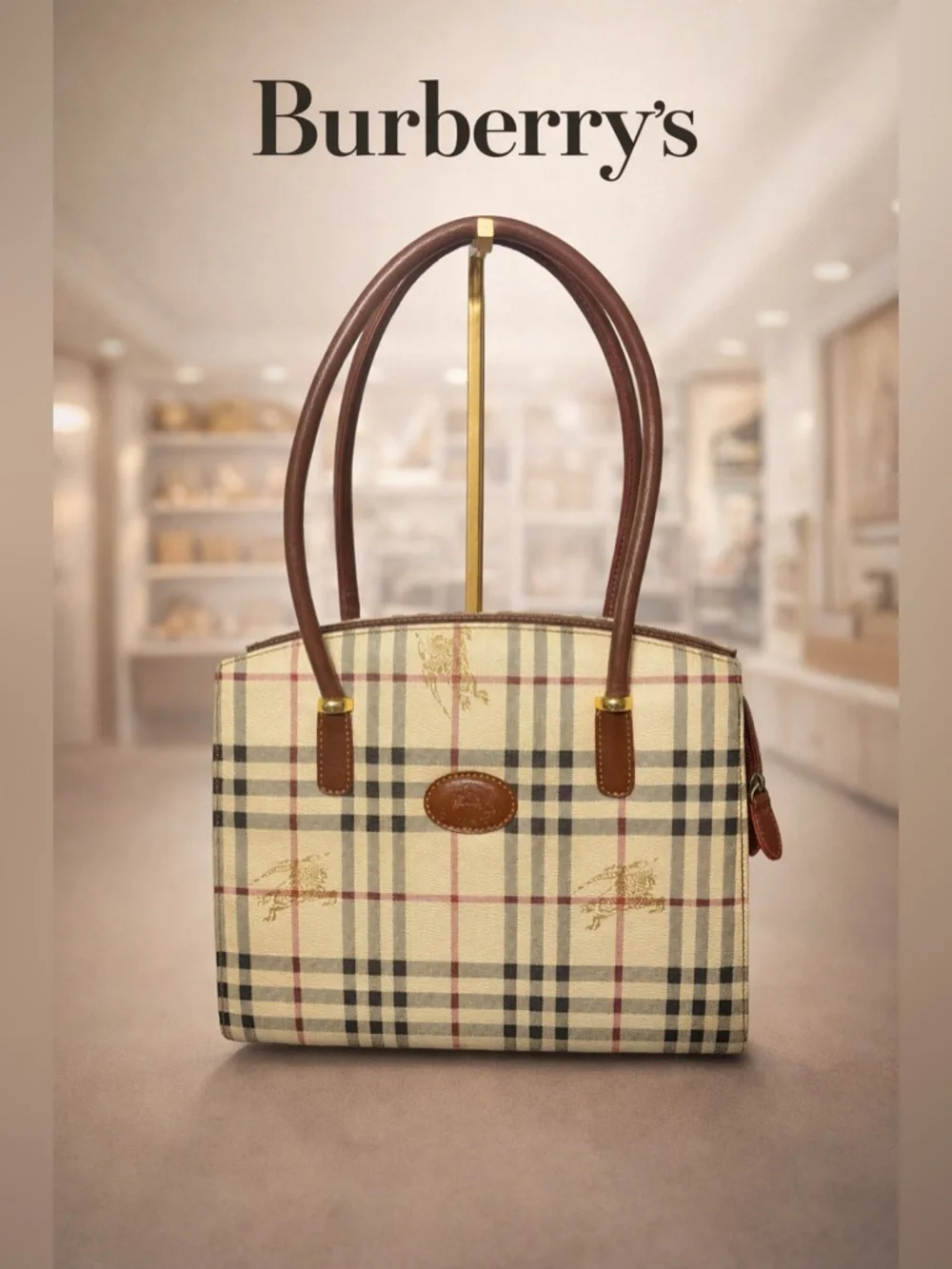 Vintage Burberry’s Haymarket Check Shoulder Bag 90s Nova Plaid Handbag - Picture 2 of 16